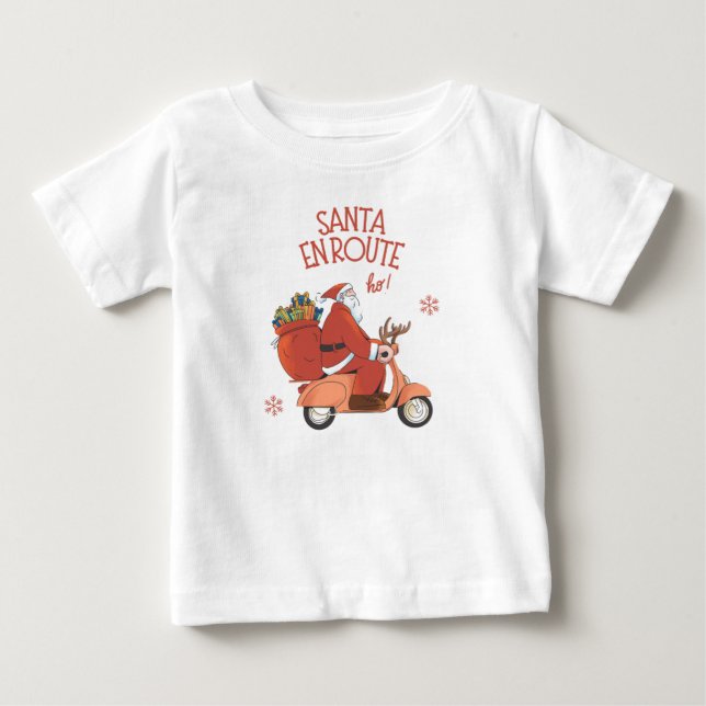 Camiseta De Bebé Santa en camino  (Anverso)