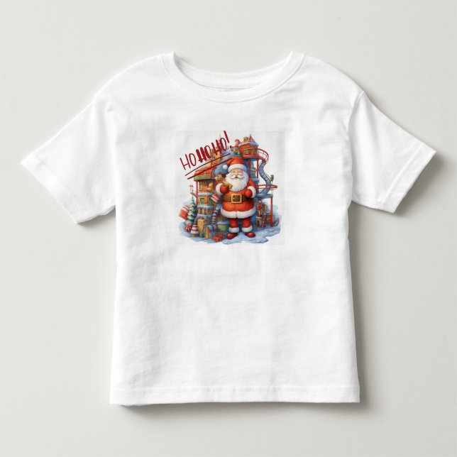 Camiseta De Bebé Santa en su fábrica de juguetes (Anverso)