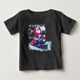 Camiseta De Bebé Santa en un tren