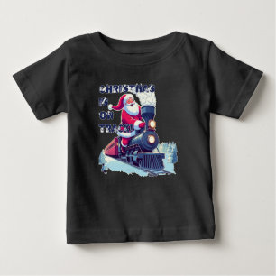 Camiseta De Bebé Santa en un Tren