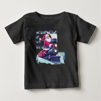 Camiseta De Bebé Santa en un tren