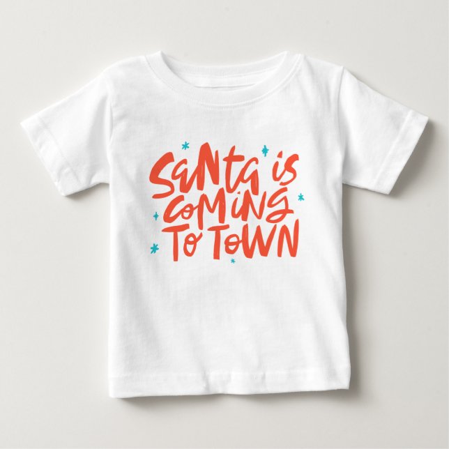 Camiseta De Bebé Santa está llegando al diseño de las vacaciones en (Anverso)