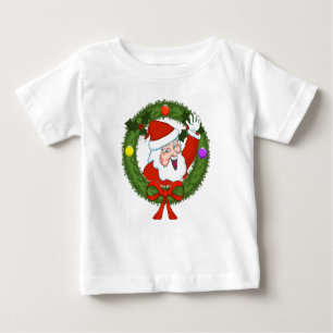 Camiseta De Bebé Santa in Wreath Toddler Ruffle Vress