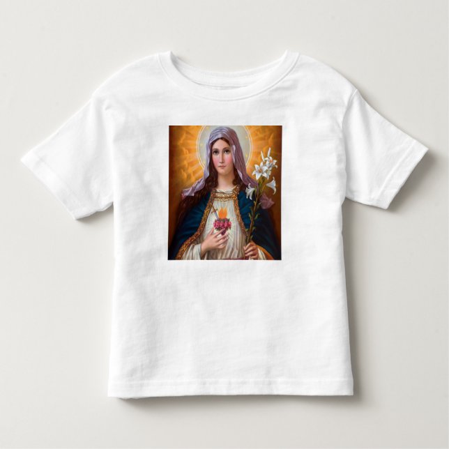 Camiseta De Bebé Santa Madre María Corazón Inmaculado, Santa María, (Anverso)