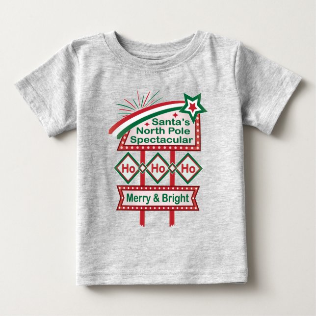 Camiseta De Bebé Santa Marquee Retro - Ho Ho Merry & Bright (Anverso)