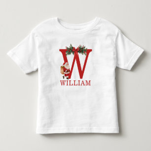 Camiseta De Bebé Santa Monograma y Nombre Familia Combinación
