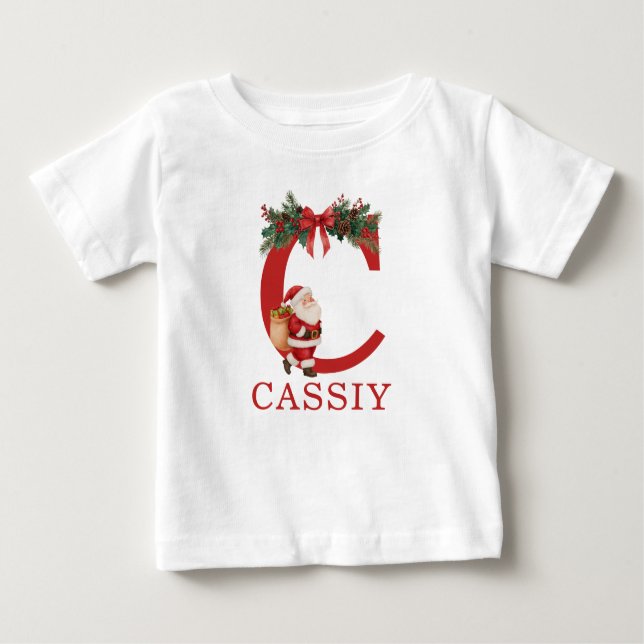 Camiseta De Bebé Santa Monogrammed and Name Family Matching (Anverso)