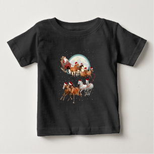 Camiseta De Bebé Santa montando caballos, trineo ecuestre