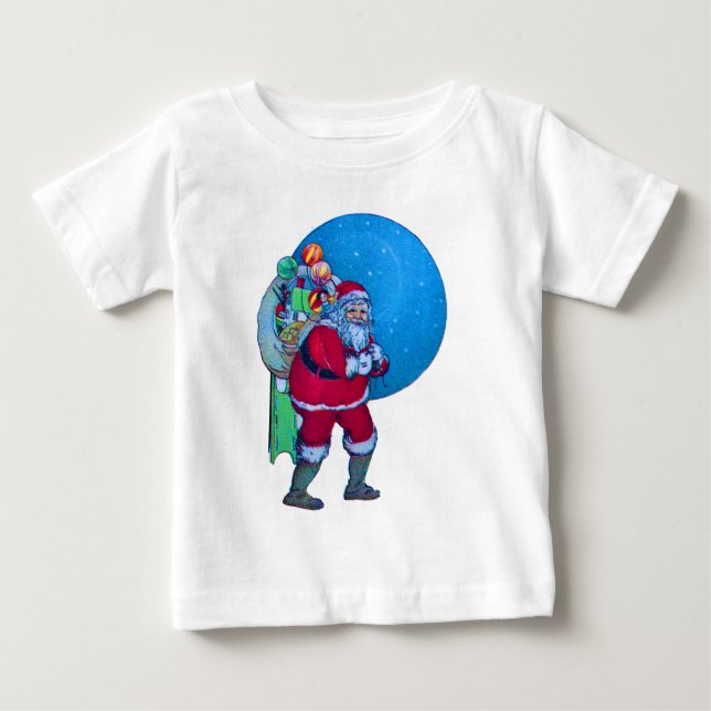 CAMISETA DE BEBÉ SANTA, NAVIDADES REGALOS Y JUGUETES EN EL ESTRELLO (Anverso)