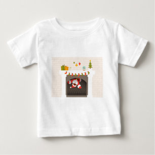Camiseta De Bebé santa negra atascada en la chimenea