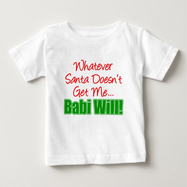 Camiseta De Bebé Santa no es Babi Will (Anverso)