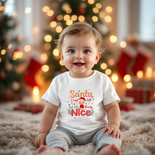 Camiseta De Bebé Santa no puedo hablar, ya estoy bien - bebé gracio (Subido por el creador)