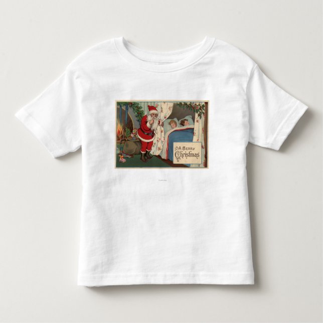 Camiseta De Bebé Santa observando a niños durmientes (Anverso)
