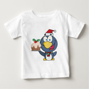 Camiseta De Bebé Santa Pingüino con pastel de Navidades