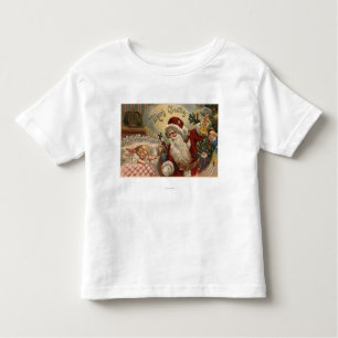 Camiseta De Bebé Santa que sostiene la muñeca, chica durmiente