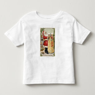 Camiseta De Bebé Santa que sostiene un bolso que desborda de