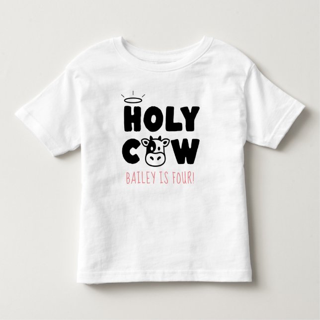Camiseta De Bebé Santa Vaca Nombre y Edad Cumpleaños Chicas Monas C (Anverso)