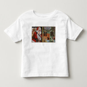 Camiseta De Bebé Santa y niños que miran para arriba la chimenea
