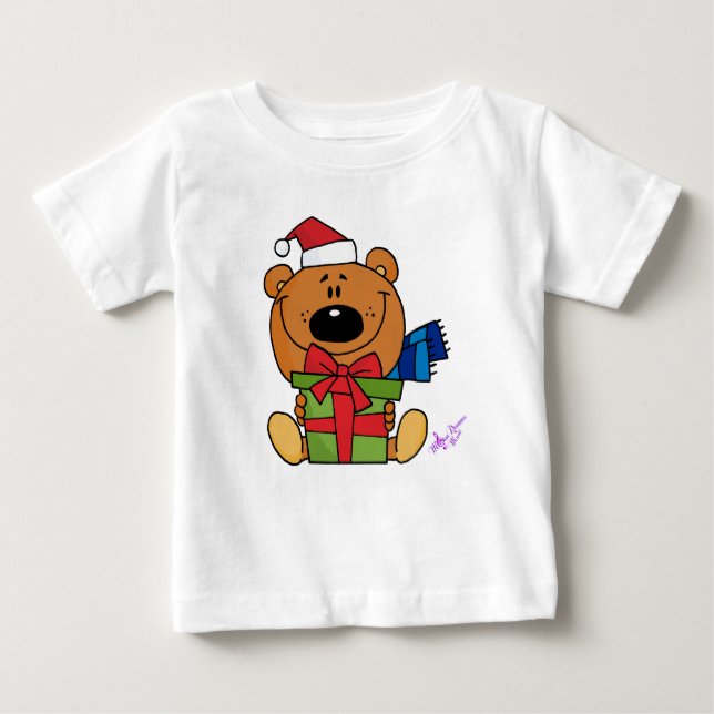 Camiseta De Bebé SantaBear con el actual niño pequeño largo mangas  (Anverso)