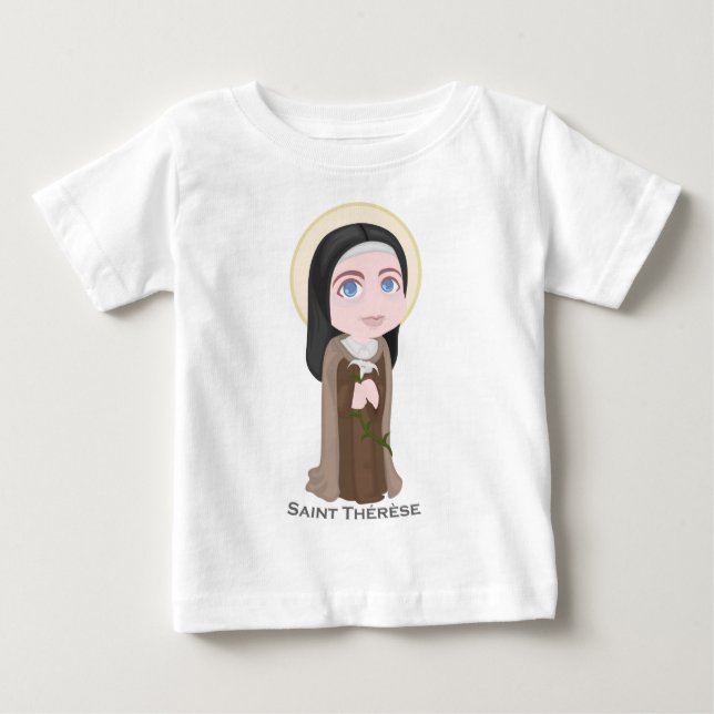 Camiseta De Bebé Santo Teresa del católico lindo de Lisieux (Anverso)