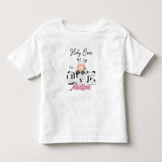 Camiseta De Bebé Santo Vaca Cumplo Un Año Fiesta de Cumpleaños Prim (Anverso)