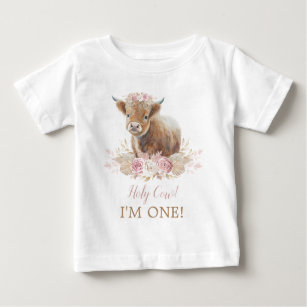 Camiseta De Bebé Santo Vaca Soy un Boho Floral Rosa Primer cumpleañ