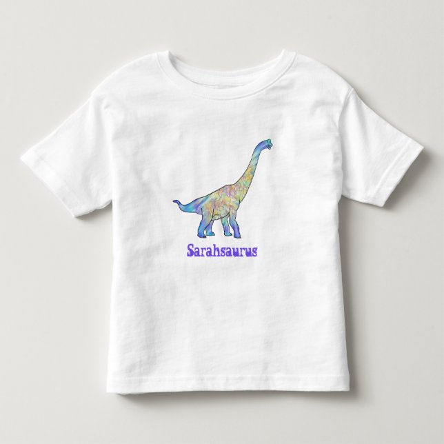 Camiseta De Bebé Sarah Saurus Colorful Brachiosaurus Dinosaur Art (Anverso)
