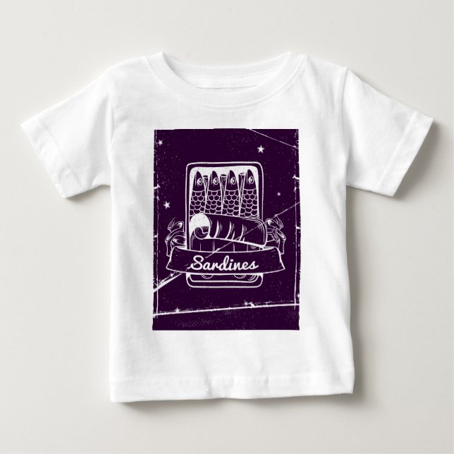 Camiseta De Bebé Sardinas en lata con problemas (Anverso)