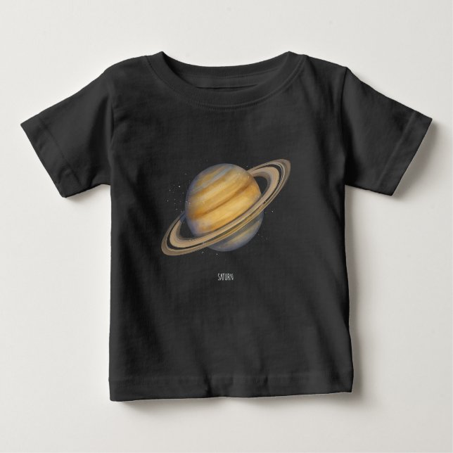 Camiseta De Bebé Saturno artístico con anillos vibrantes (Anverso)
