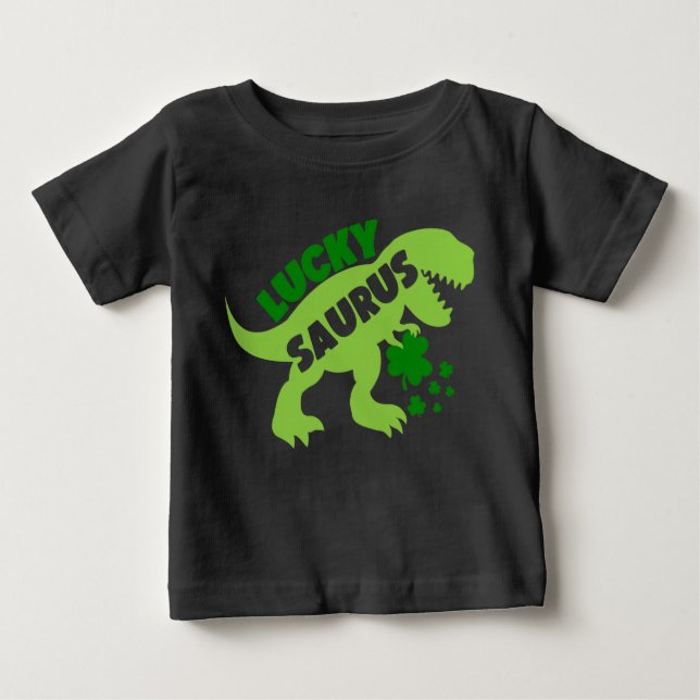 Camiseta De Bebé Saurus afortunado - Dino del Día de San Patricio (Anverso)