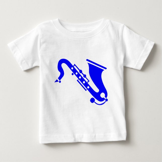 Camiseta De Bebé Saxofón - Azul (Anverso)