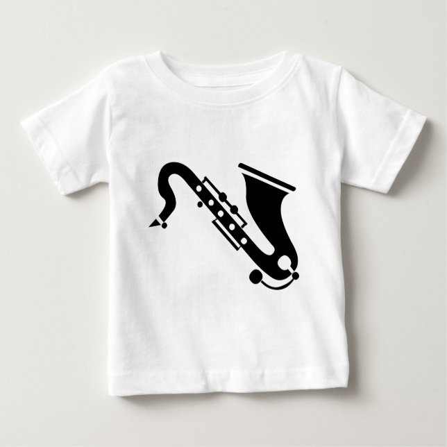 Camiseta De Bebé Saxofón - Negro (Anverso)