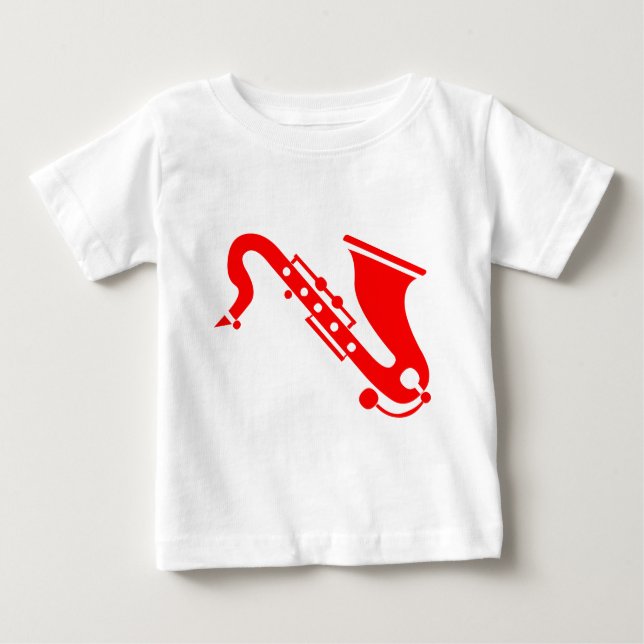 Camiseta De Bebé Saxofón - Rojo (Anverso)