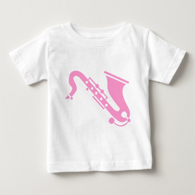 Camiseta De Bebé Saxofón - Rosa (Anverso)
