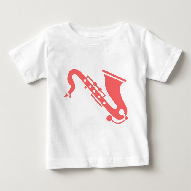 Camiseta De Bebé Saxofón - Rosa tropical (Anverso)