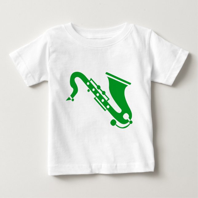 Camiseta De Bebé Saxofón - Verde de hierba (Anverso)