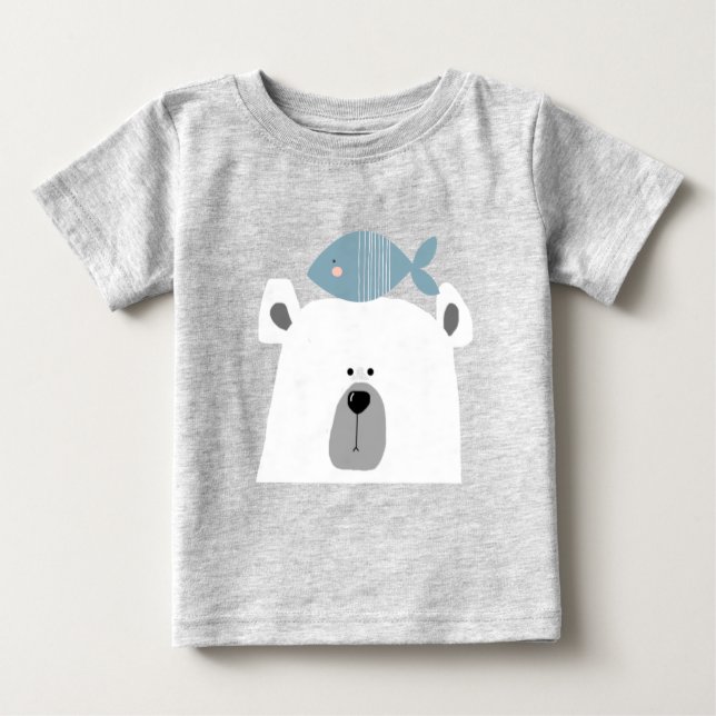 Camiseta De Bebé Scandi lindo Oso polar y pez  (Anverso)