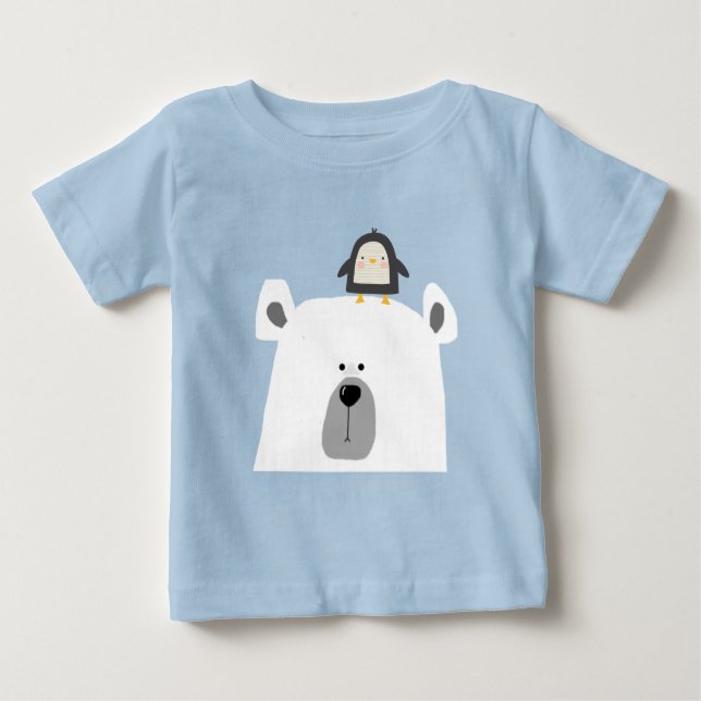 Camiseta De Bebé Scandi lindo Oso polar y pingüino (Anverso)