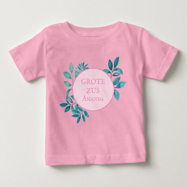 Camiseta De Bebé Schattig Grote Zus aanpasbaar naam (Anverso)