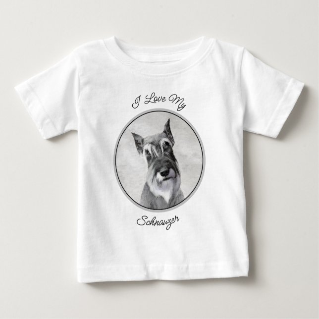 Camiseta De Bebé Schnauzer (gigante) - Arte de perros original muy  (Anverso)