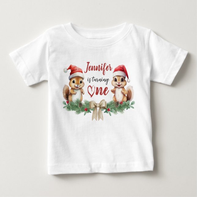 Camiseta De Bebé Se está convirtiendo en uno | Navidades de ardilla (Anverso)