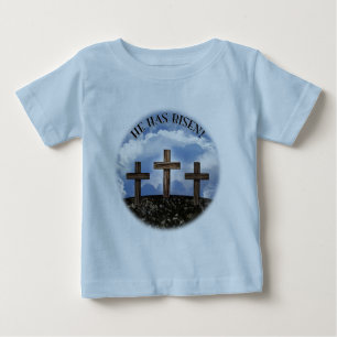 Camiseta De Bebé Se Ha Levantado 3 Cruces Rustruidos Mateo 26:39