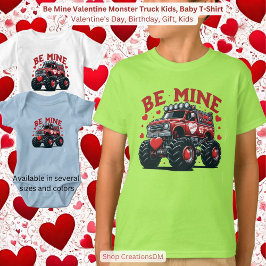 Camiseta De Bebé Sé Mío Amor San Valentín Camión Monstruo Niños, 
