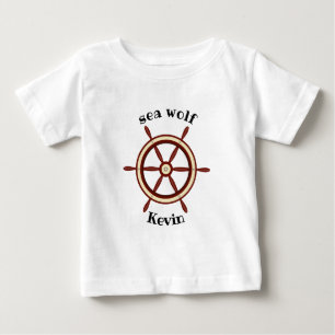 Camiseta De Bebé "SEA WOLF" ,volante de dirección, personalizado