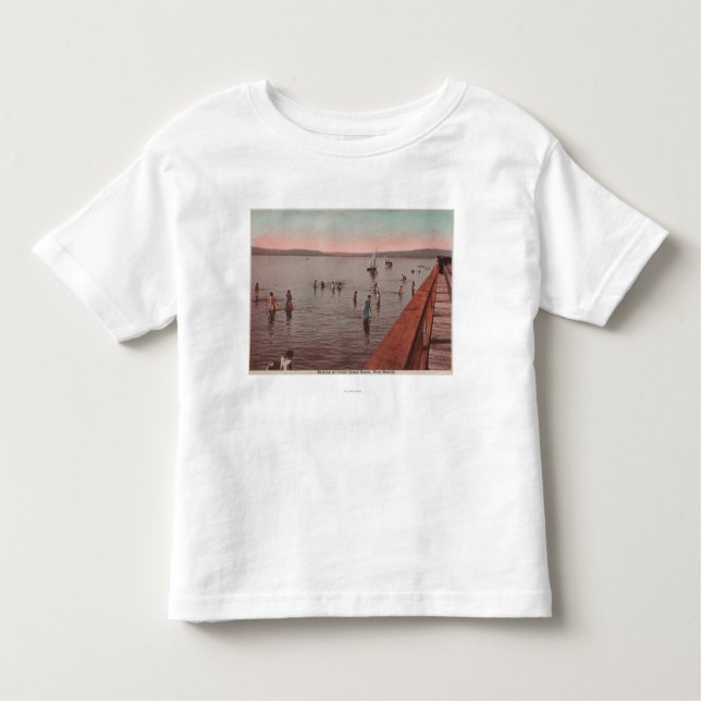 Camiseta De Bebé Seattle del oeste, WA - bañándose en la playa de (Anverso)