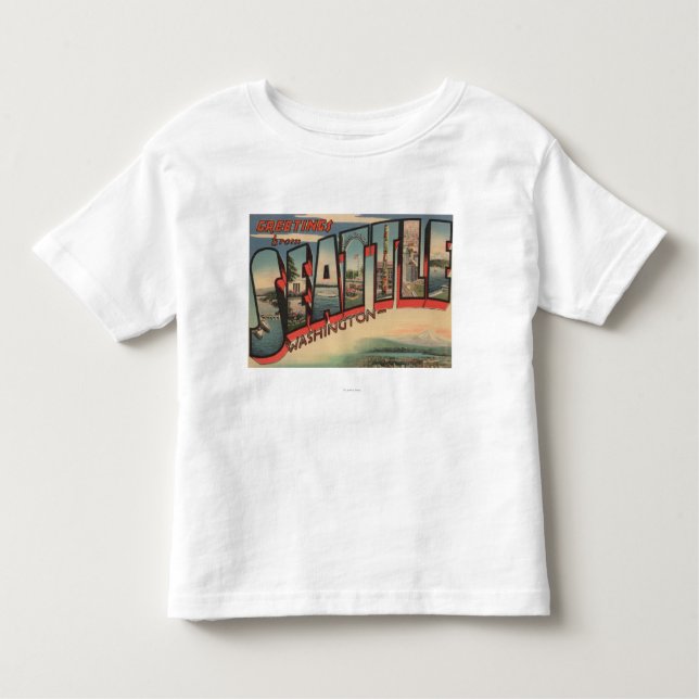 Camiseta De Bebé Seattle, escenas 2 de la letra de WashingtonLarge (Anverso)