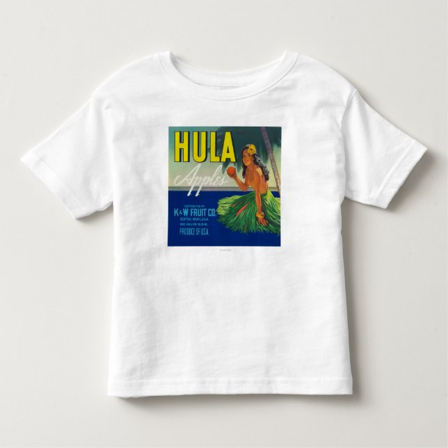Camiseta De Bebé Seattle, WashingtonHula Apple etiqueta (Anverso)
