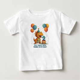 Camiseta De Bebé Segundo cumpleaños con tema de dinosaurio divertid