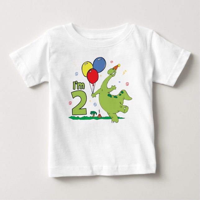 Camiseta De Bebé Segundo cumpleaños de Dino (Anverso)