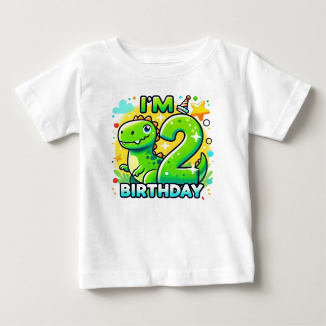 Camiseta De Bebé Segundo cumpleaños de Dinosaurio (Anverso)